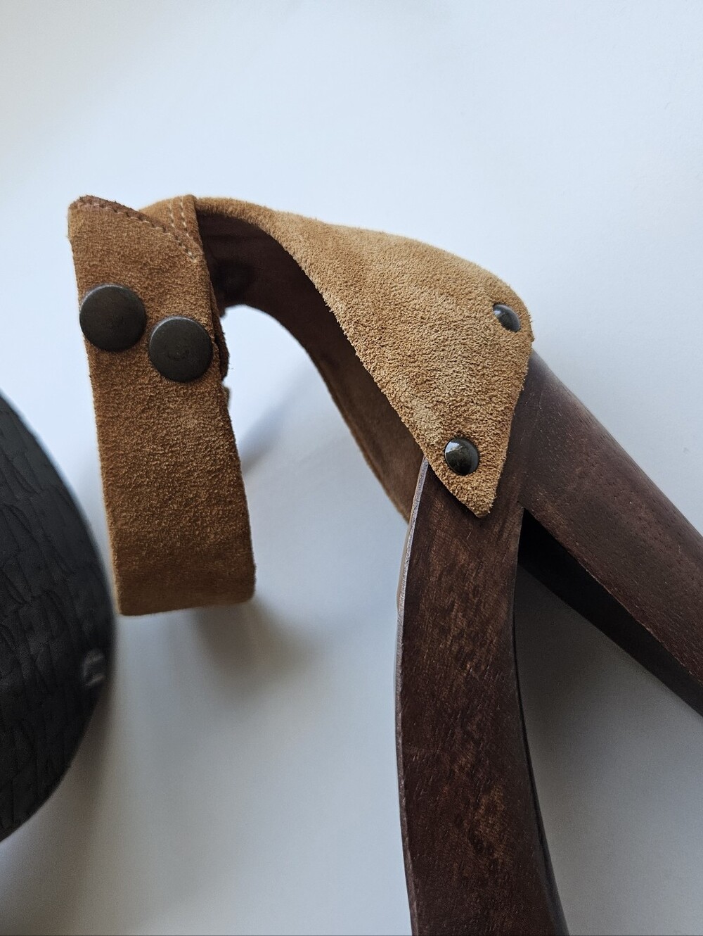 DVF Suede Caramel Wooden High Heel Ankle Strap Sandals - Picture 12 of 14